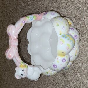 Floral Easter Basket with Bunny Accent